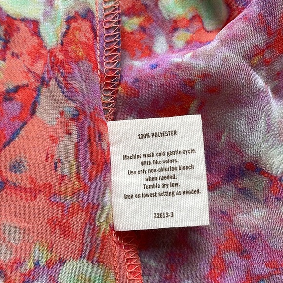 Decree Sheer Floral Cover Up Pink Purple Watercolor Flower Open Front Small - Picture 9 of 9